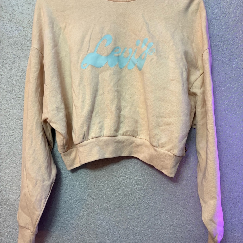 Levi's Cream Cropped Sweatshirt Relaxed Fit